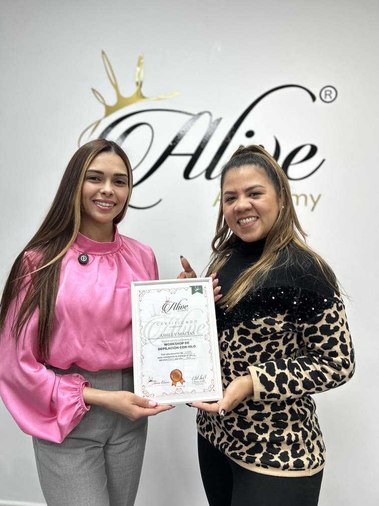 Certificado de curso de depilación con hilo en Alive Academy con Tatiana Álvarez